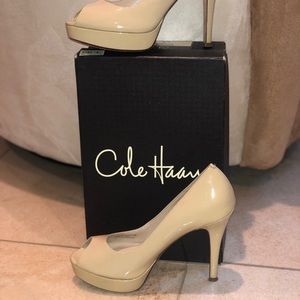 Nude Patent Leather Cole Haan Pumps